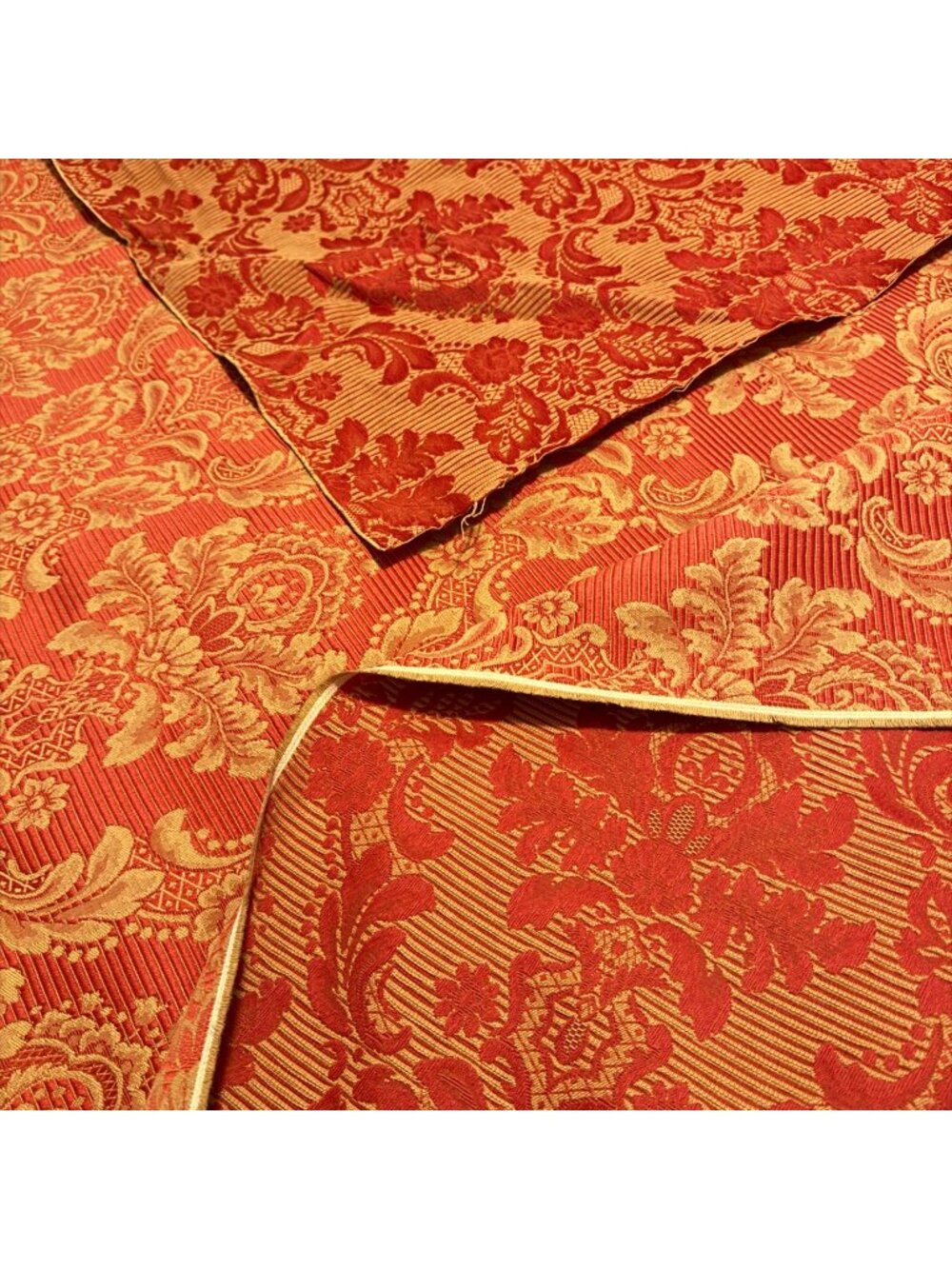 Vintage Red/Gold Floral Damask Upholstery Jacquard Fabric Elegant Baroque BTY